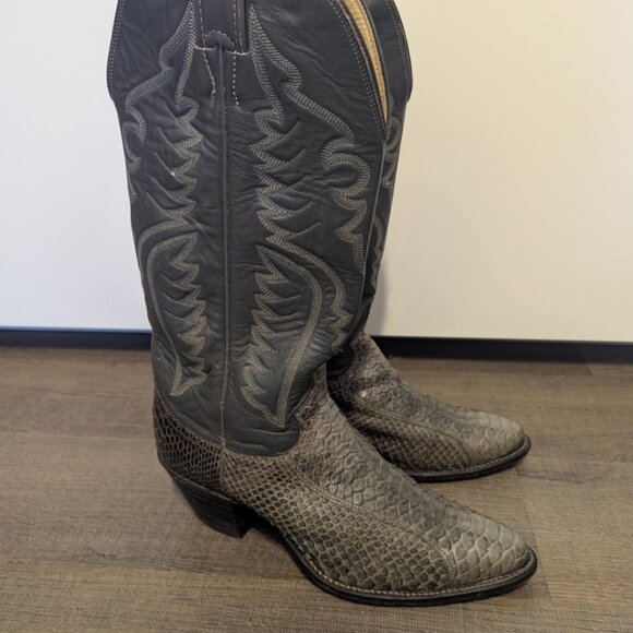 Womens Justin PYTHON SNAKE SKIN Cowboy Western Boots - Picture 10 of 11